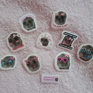 Set Of 10 Stickers Cute Sad Hamster